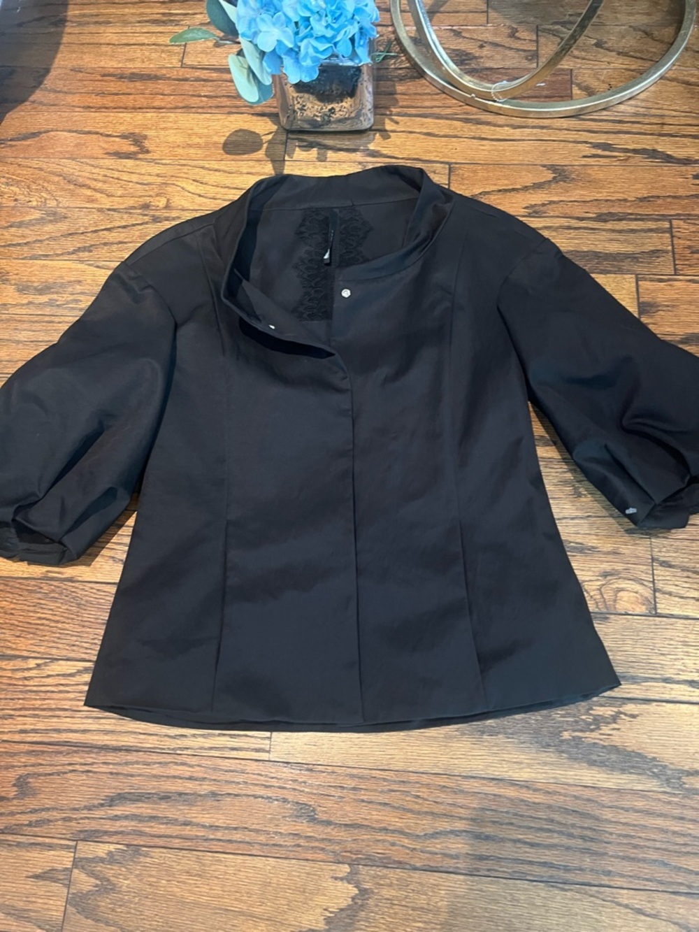 Poleci Black Short Sleeve Jacket with Lace Detail
